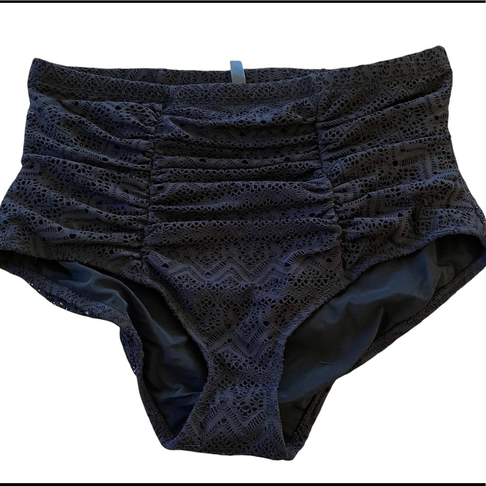 torrid Black Crochet High Waist Ruched Swim Bottom 6X NEW